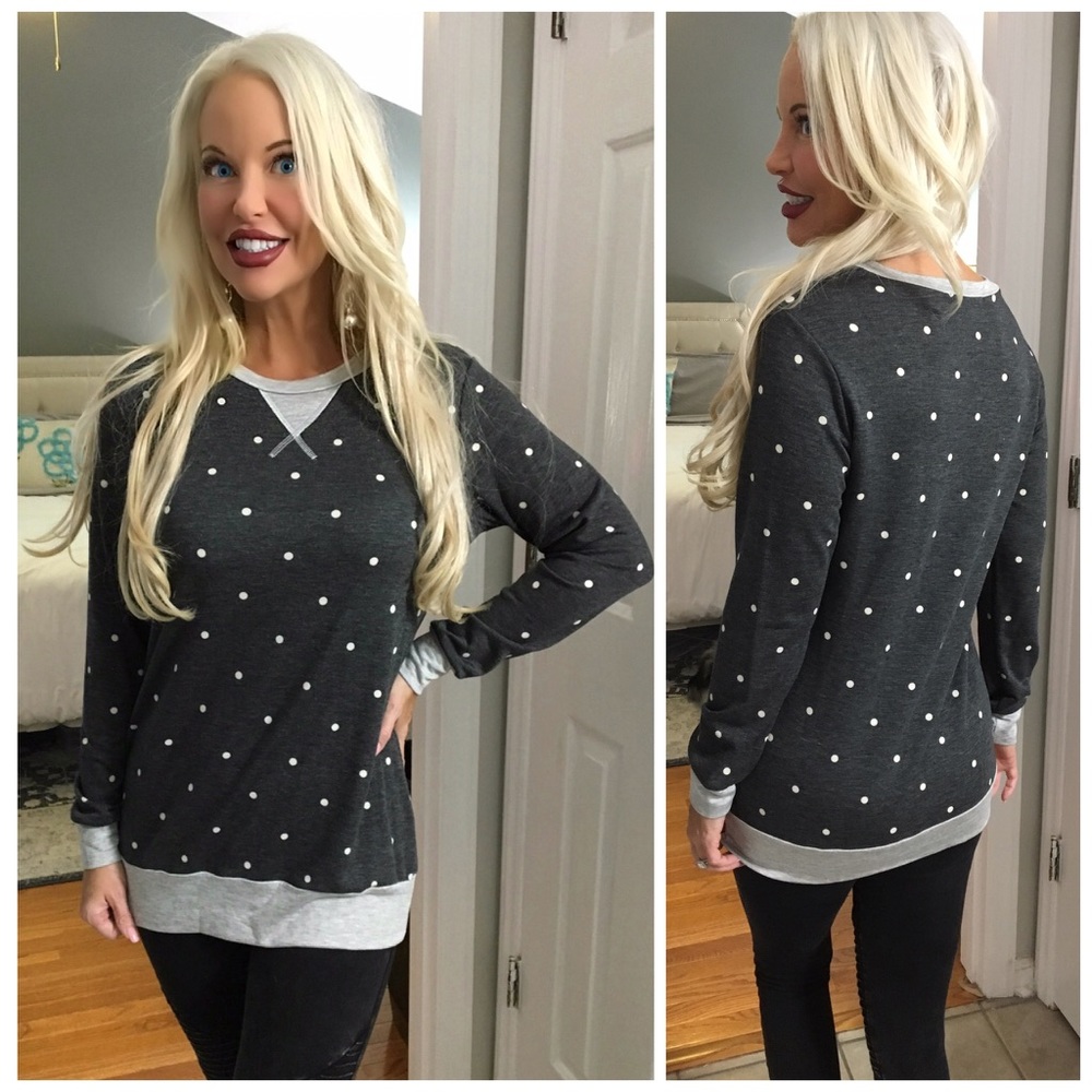 ❤️LAST 1!  PARTY SALE French Terry Polka Dot Top! - Picture 2 of 6